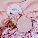 Load image into Gallery viewer, Snuggle Hunny Kids - Blushing Beauty &amp; Musk Pink Reversible Milestone Cards
