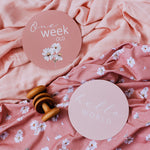 Load image into Gallery viewer, Snuggle Hunny Kids - Daisy &amp; Musk Pink Reversible Milestone Cards

