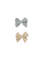 Load image into Gallery viewer, Huxbaby - Stripe 2pk Hair Bows Teal &amp; Biscuit
