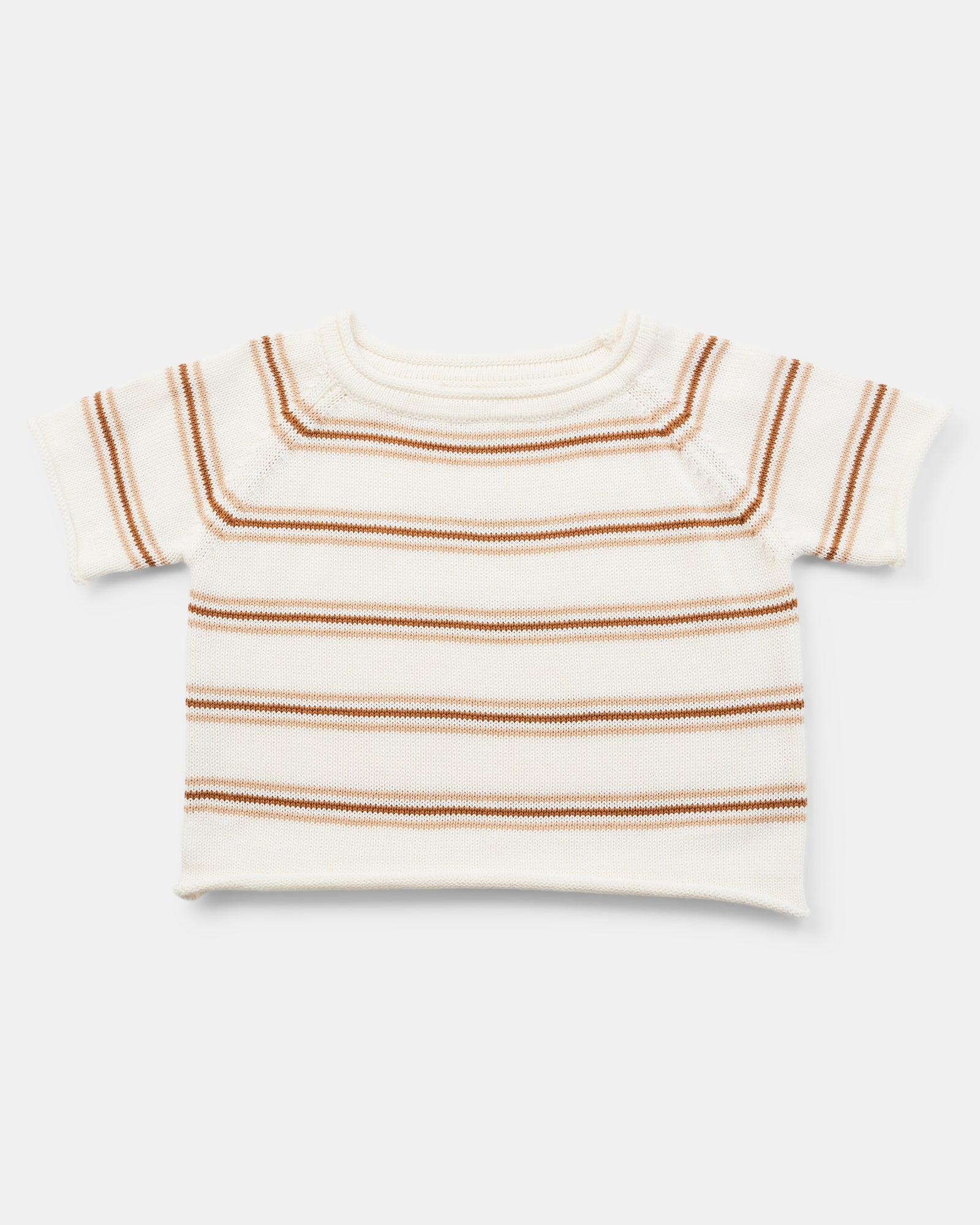 Walnut - Beau Knit T-Shirt - Tan Stripe