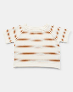 Walnut - Beau Knit T-Shirt - Tan Stripe