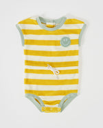 Load image into Gallery viewer, PRE ORDER - Goldie + Ace - Smiley Baby Terry Towelling Romper - Lemon
