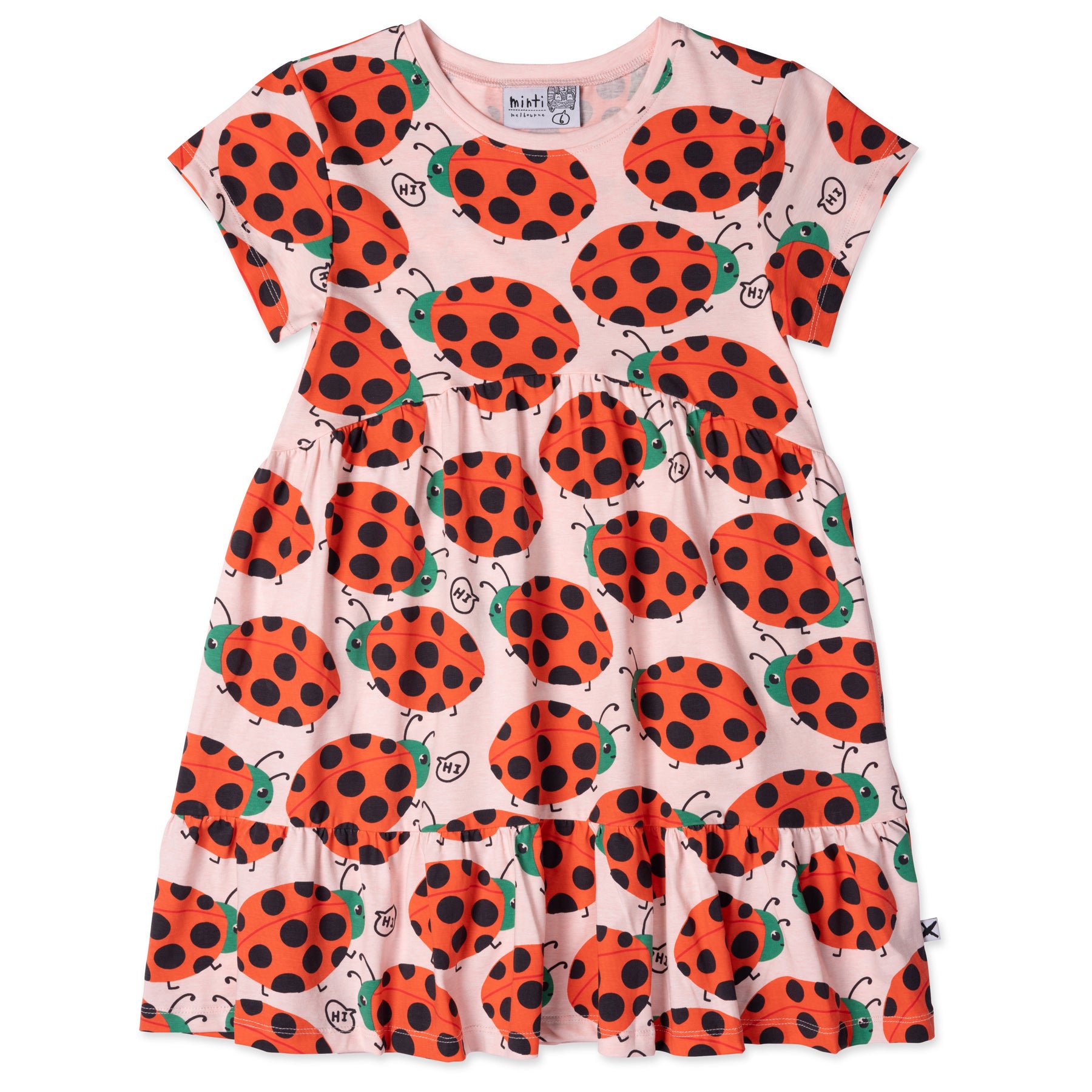 PRE ORDER - Minti - Friendly Ladybirds Dress - Pink Marle