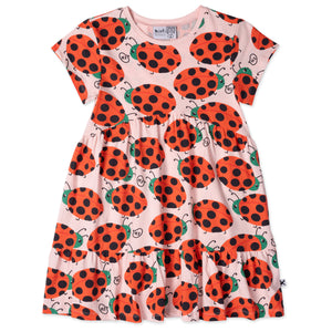 PRE ORDER - Minti - Friendly Ladybirds Dress - Pink Marle