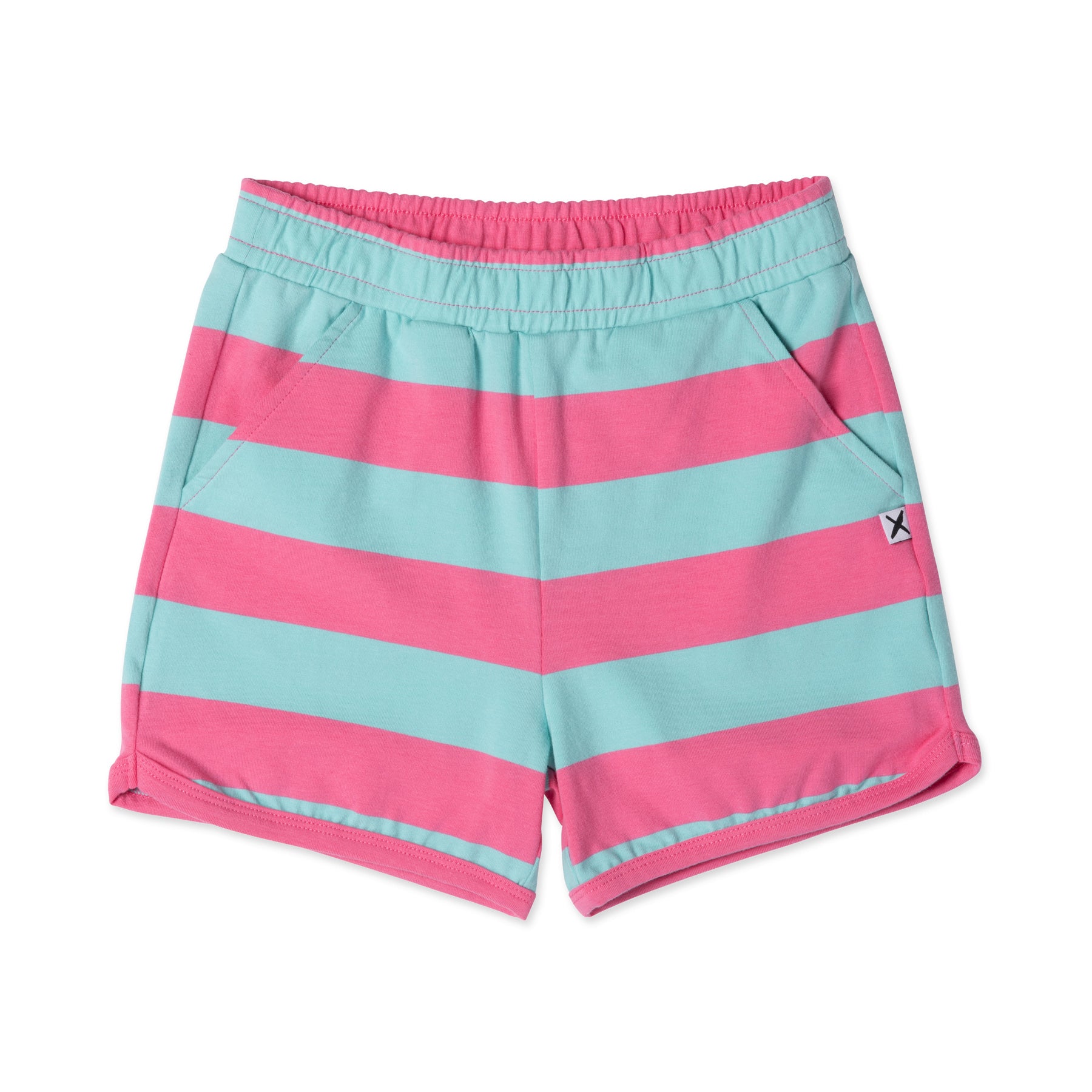 PRE ORDER - Minti - Striped Sport Short - Pink/Teal Stripe