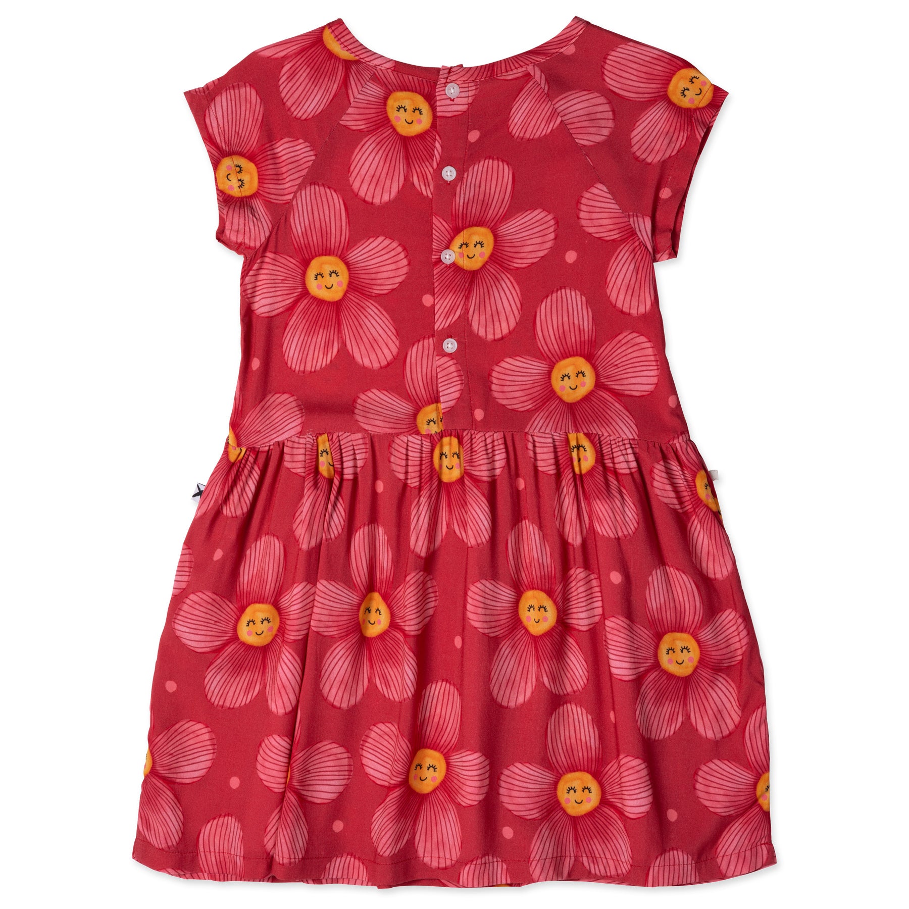 PRE ORDER - Minti - Painted Flower Woven Dress - Cherry