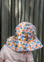 Load image into Gallery viewer, Acorn - Flower Fields Wide Brim Infant Hat - Peach/Gold/Multi

