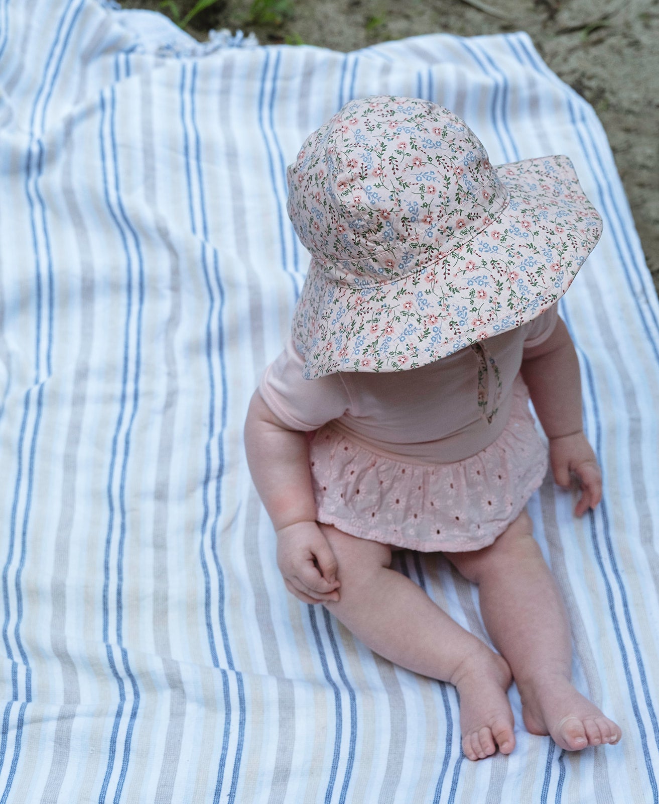Acorn - Primrose Wide Brim Infant Hat - Pink Floral