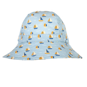 Acorn - Sail The Bay Wide Brim Infant Hat - Blue/Tan/Gold