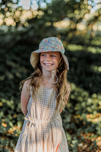 Acorn - Maribel Broad Brim Bucket Hat - Cream Floral