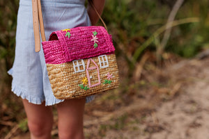 Acorn - La Maison Straw Bag - Natural & Pink