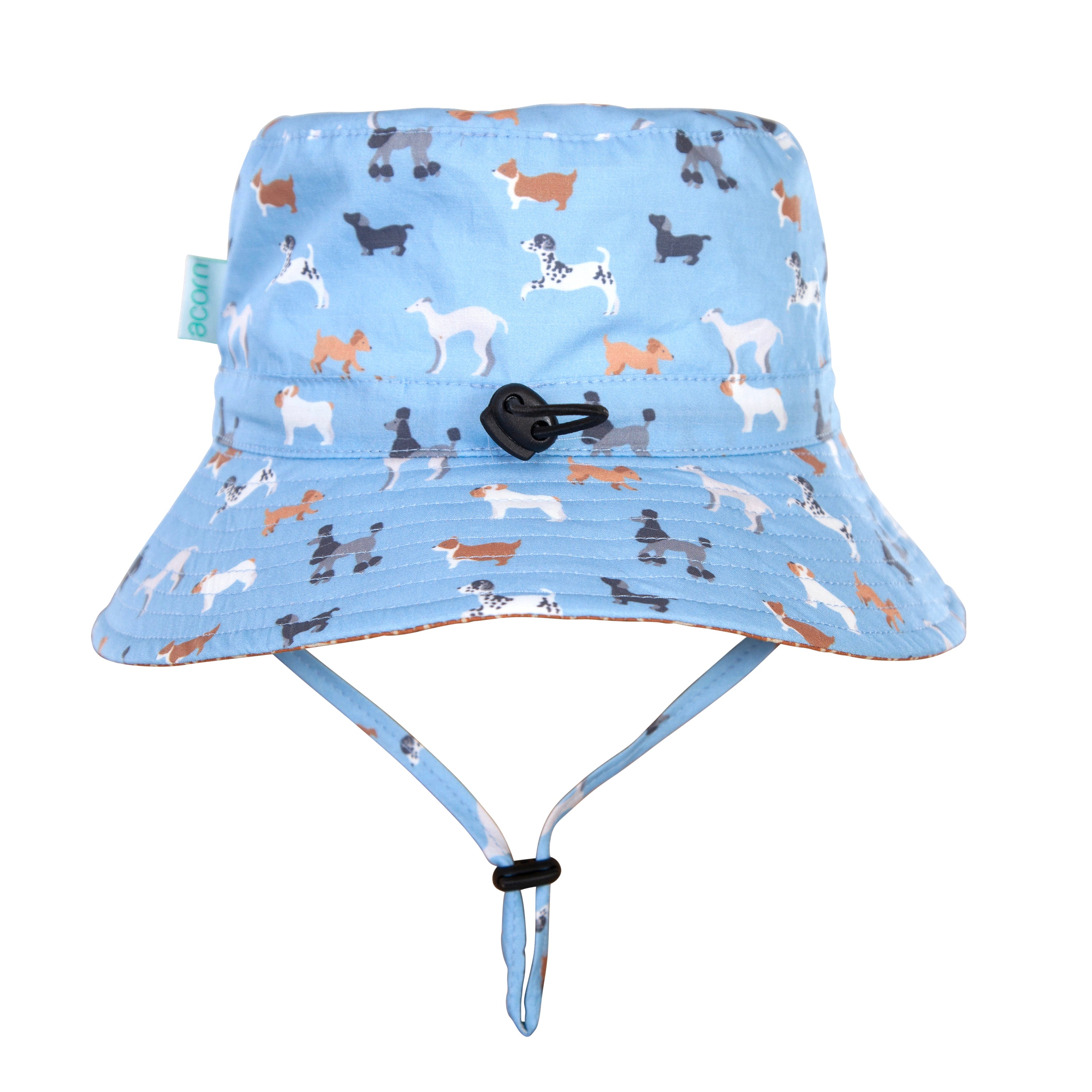 Acorn - Central Park Doggies Wide Brim Bucket Hat - Blue/Brown/White