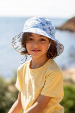 Load image into Gallery viewer, Acorn - Swimming Fish Wide Brim Bucket Hat - Blue &amp; White
