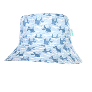 Acorn - Swimming Fish Wide Brim Bucket Hat - Blue & White