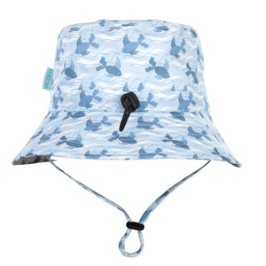 Acorn - Swimming Fish Wide Brim Bucket Hat - Blue & White