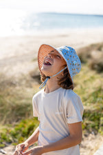 Load image into Gallery viewer, Acorn - Sail The Bay Wide Brim Bucket Hat - Blue/Chestnut and Cream
