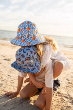 Load image into Gallery viewer, Acorn - Let&#39;s Hit The Road Wide Brim Bucket Hat - Blue/Multi/Brown
