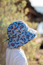 Load image into Gallery viewer, Acorn - Let&#39;s Hit The Road Wide Brim Bucket Hat - Blue/Multi/Brown
