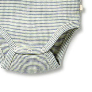 Wilson & Frenchy - Organic Stripe Rib Envelope Bodysuit - Bluestone