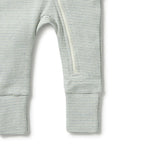 Load image into Gallery viewer, Wilson &amp; Frenchy - Organic Stripe Rib Zipsuit with Feet - Bluestone
