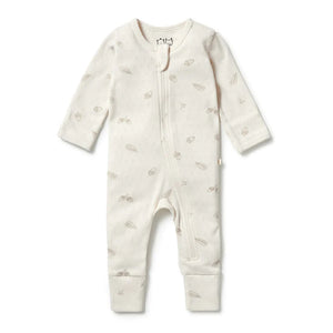 Wilson & Frenchy - Organic Pointelle Zipsuit with Feet - Little Acorn