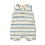 Load image into Gallery viewer, Wilson &amp; Frenchy - Petit Blue Organic Henley Growsuit
