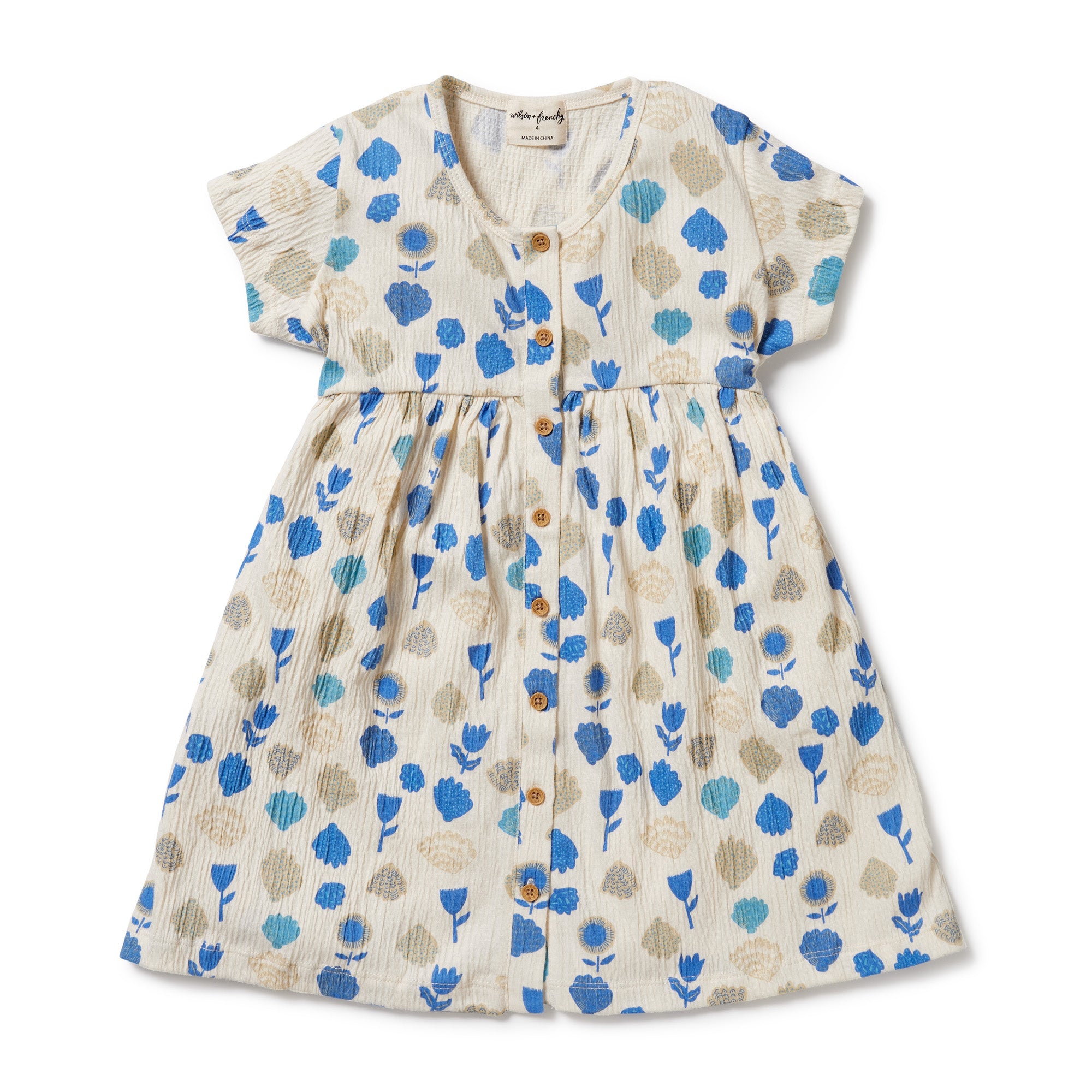 Wilson & Frenchy - Ocean Breeze Crinkle Button Dress (3 Years)