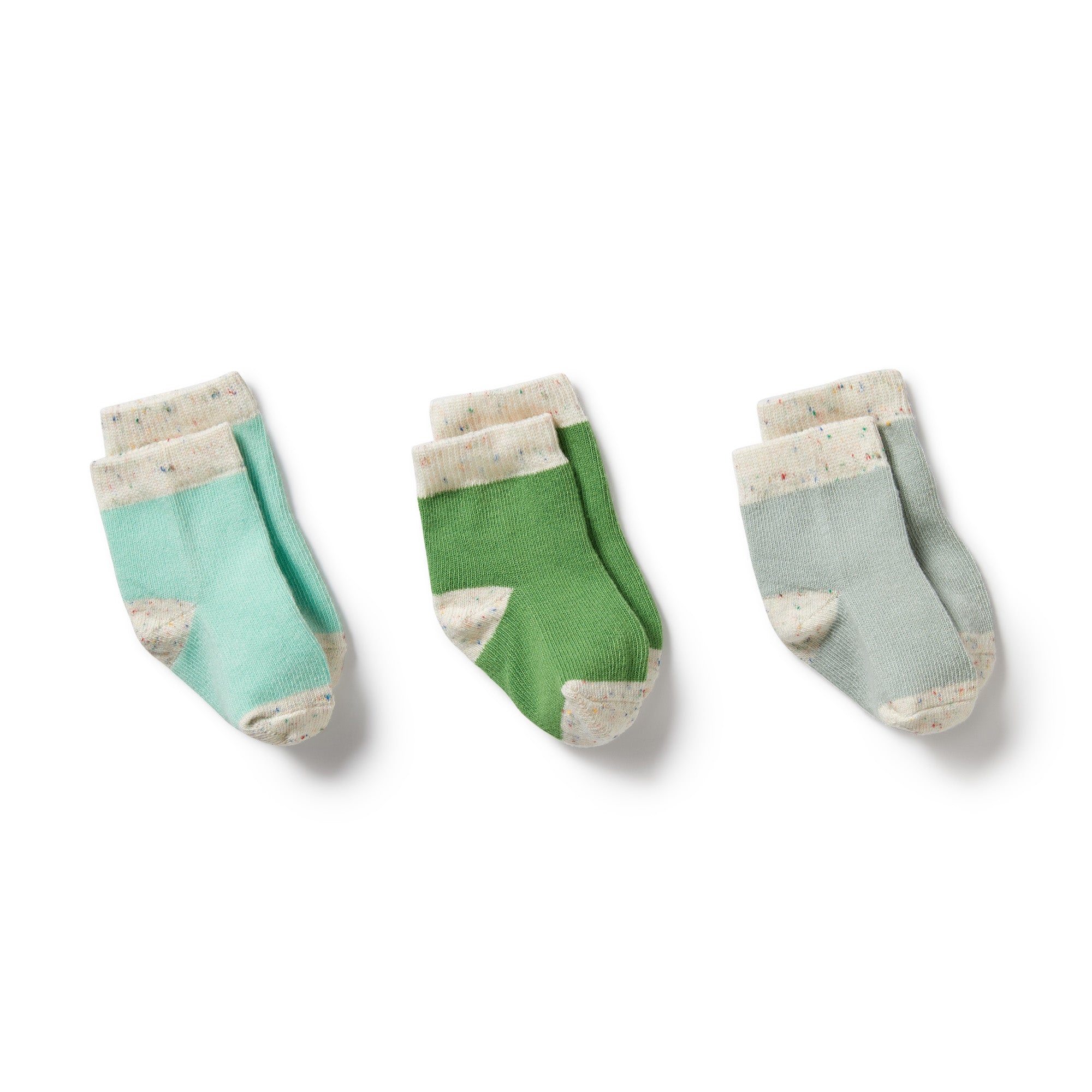 Wilson & Frenchy - Organic 3 Pack Baby Socks - Mint Green, Cactus, Smoke Blue