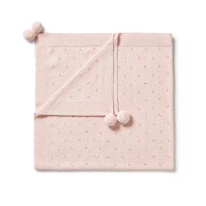 Wilson & Frenchy - Pink Knitted Pointelle Blanket