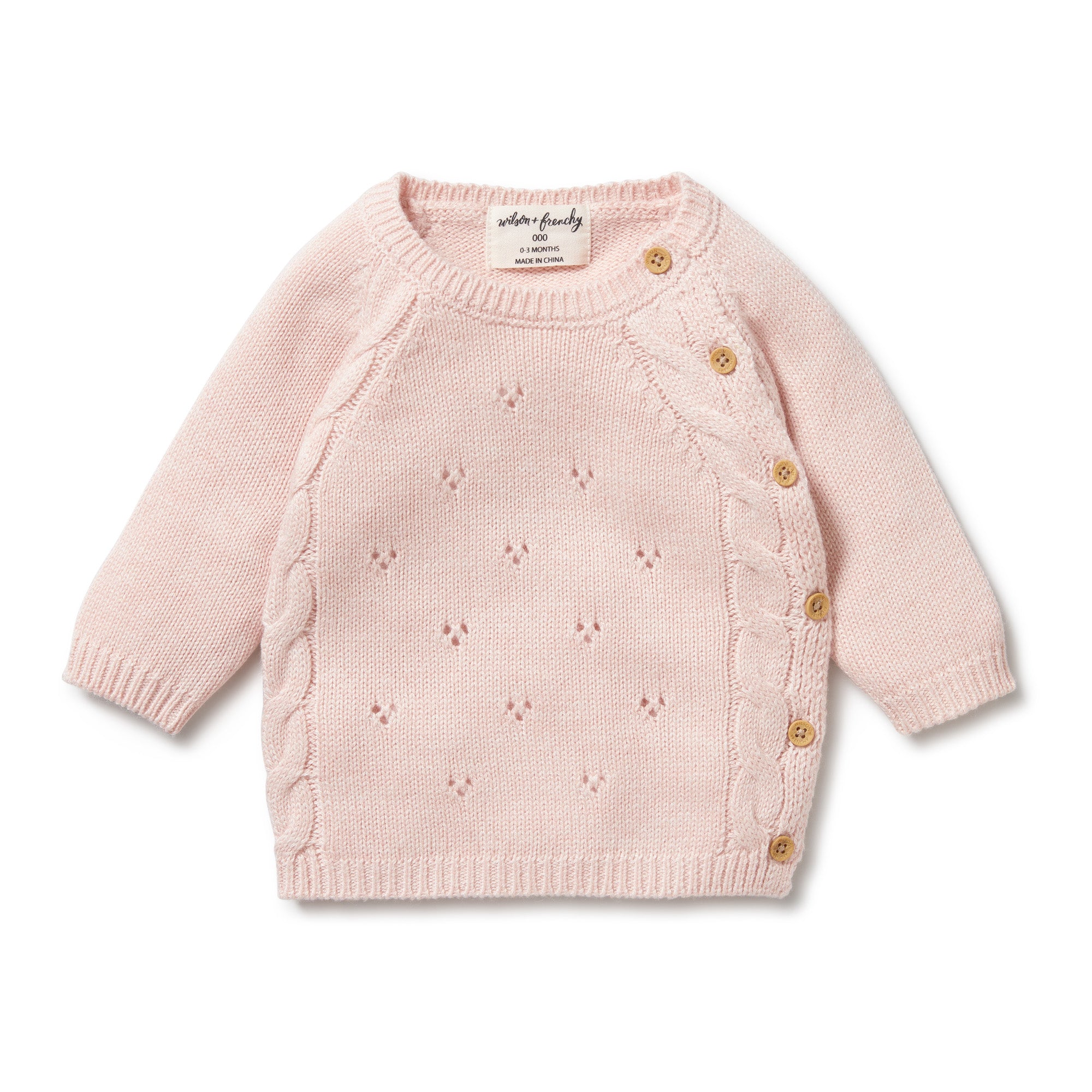 Wilson & Frenchy - Pink Knitted Pointelle Kimono Cardigan
