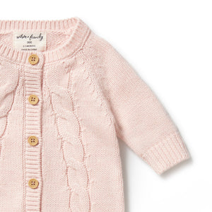 Wilson & Frenchy - Pink Knitted Cable Growsuit