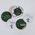 Load image into Gallery viewer, Snuggle Hunny Kids - Cactus &amp; Leaf Green Reversible Milestone Cards
