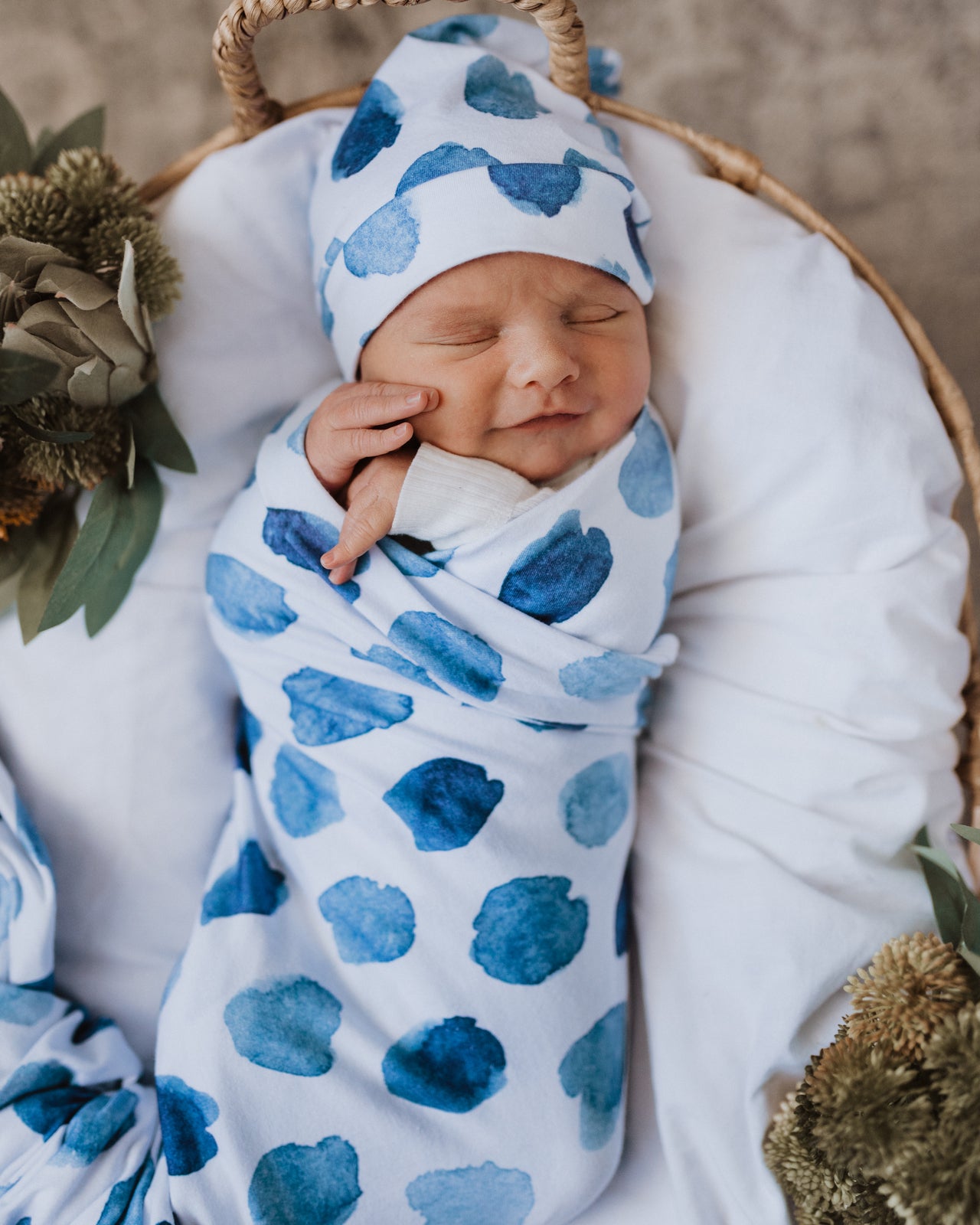 Snuggle Hunny Kids - Ocean Skies Baby Jersey Wrap & Beanie Set