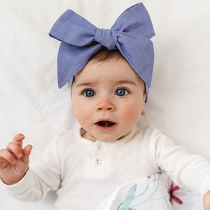 Snuggle Hunny Kids - Linen Bow Pre-Tied Headband Wrap (Lavender Blue)