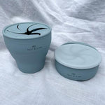 Load image into Gallery viewer, Calf &amp; Crew - Collapsible Silicone Snack Cup With Lid Baby Blue
