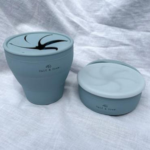 Calf & Crew - Collapsible Silicone Snack Cup With Lid Baby Blue