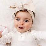 Load image into Gallery viewer, Snuggle Hunny Kids - Natural Linen Bow Pre-Tied Headband Wrap
