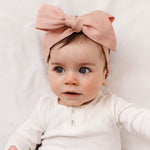 Load image into Gallery viewer, Snuggle Hunny Kids - Rust Linen Bow Pre Tied Headband Wrap
