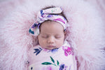 Load image into Gallery viewer, Snuggle Hunny Kids - Floral Kiss Snuggle Swaddle &amp; Topknot Set
