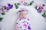 Load image into Gallery viewer, Snuggle Hunny Kids - Floral Kiss Snuggle Swaddle &amp; Topknot Set
