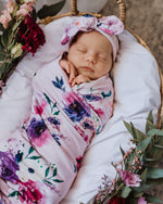 Load image into Gallery viewer, Snuggle Hunny Kids - Floral Kiss Baby Jersey Wrap &amp; Topknot Set
