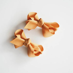Snuggle Hunny Kids - Mustard Clip Bow - Small Piggy Tail Pair
