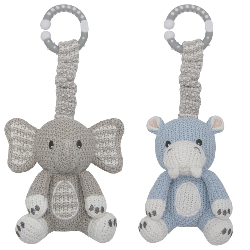 Living Textiles - 2PK Stroller Toys (Elephant & Hippo)