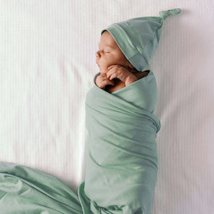 Snuggle Hunny Kids - Sage Baby Jersey Wrap & Beanie Set