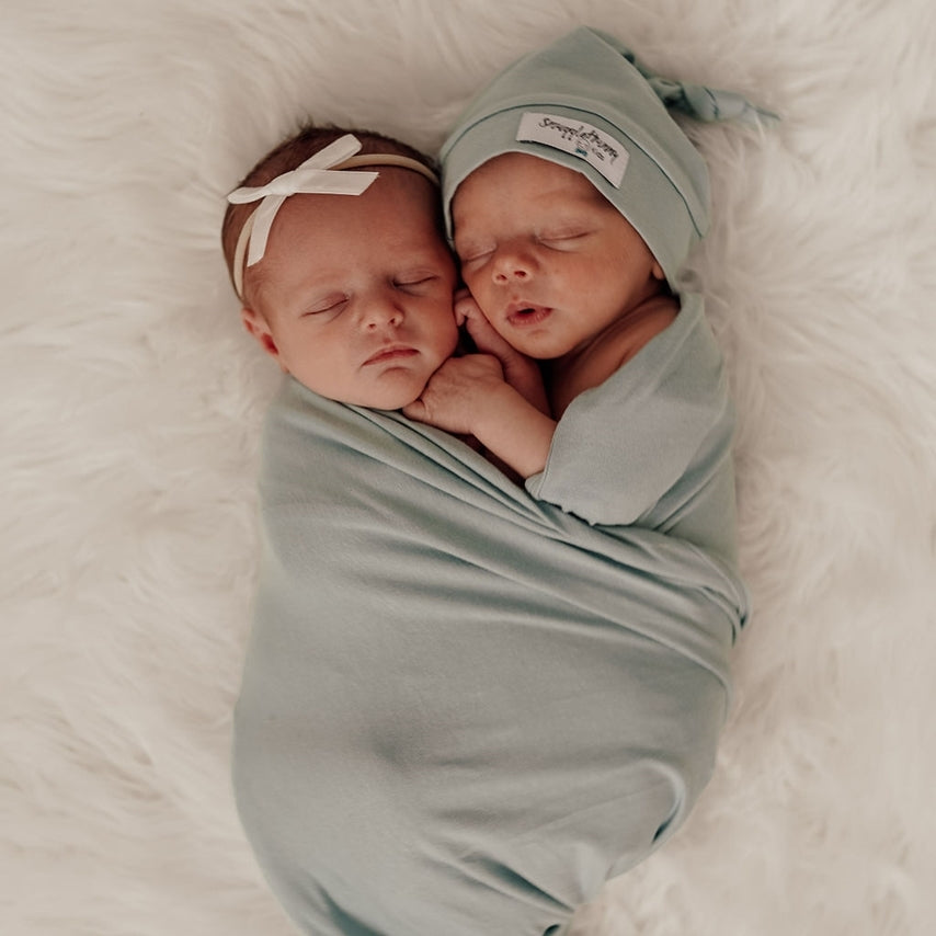 Snuggle Hunny Kids - Sage Baby Jersey Wrap & Beanie Set