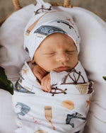 Load image into Gallery viewer, Snuggle Hunny Kids - Shipwreck Baby Jersey Wrap &amp; Beanie Set
