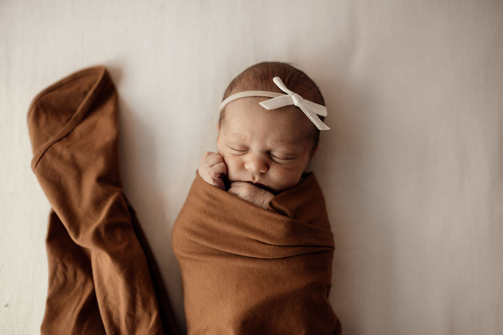 Snuggle Hunny Kids - Bronze Baby Jersey Wrap & Beanie Set