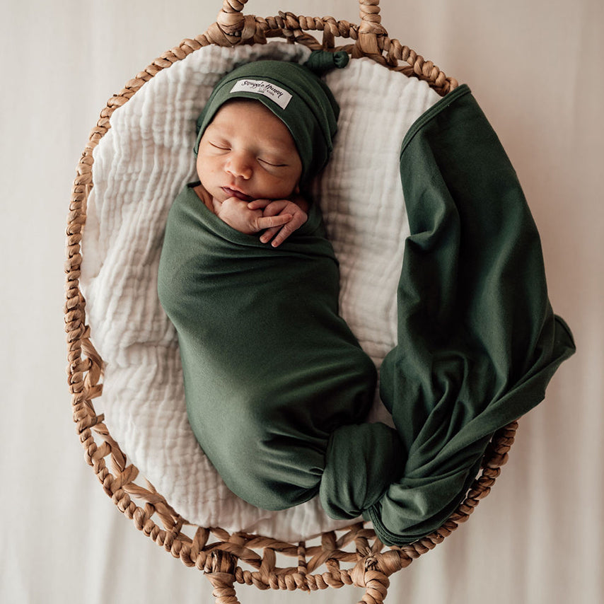 Snuggle Hunny Kids - Olive Baby Jersey Wrap & Beanie Set