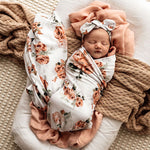 Load image into Gallery viewer, Snuggle Hunny Kids - Baby Jersey Wrap &amp; Topknot Set (Rosebud)
