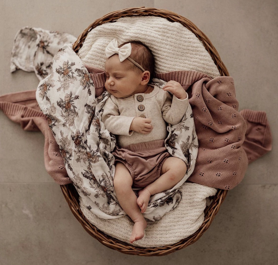 Mini & Me - Heirloom Baby Blanket - Blush